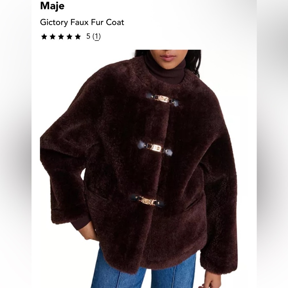 Maje Rich Brown Teddy Jacket! NWOT 36/US4